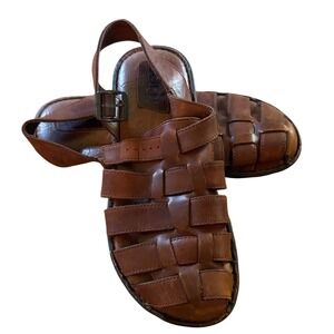Born Brown Leather Fisherman Sandals Mens Size 11‎